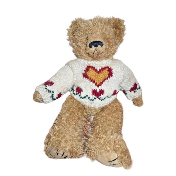 Ty Attic Treasure Bear Fluffy Heartley 12" Tall Stuffed Animal Toy - Picture 1 of 2